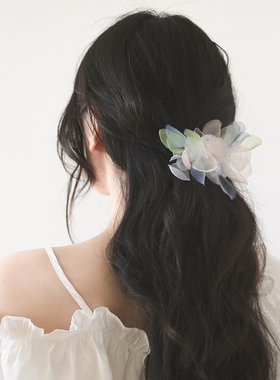 发夹网纱超仙几色拼接花朵
