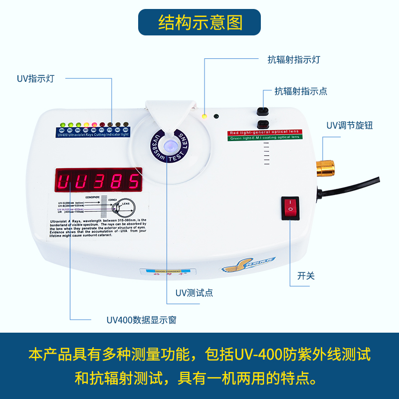 眼镜设备仪器 UV400测试仪镜片抗辐射测试仪多功能uv测试仪 - 图0