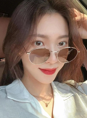 秀智同款墨镜卡琳近视太阳眼镜框女绿色茶色圆形复古防紫外线ANNA