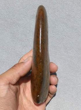 和田玉白玉虎皮籽料原石手把件