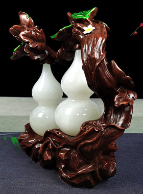 阿富汗玉石招财中式室内葫芦摆件