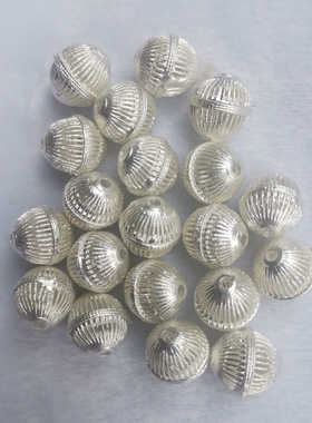 少数民族饰品 镂空网珠球 1.2cm*1.3cm哑银色手工彝族饰品配件