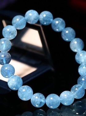 天然海蓝宝手链女水晶宝石手串