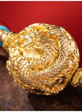 朱炳仁铜中国风双龙戏珠项链