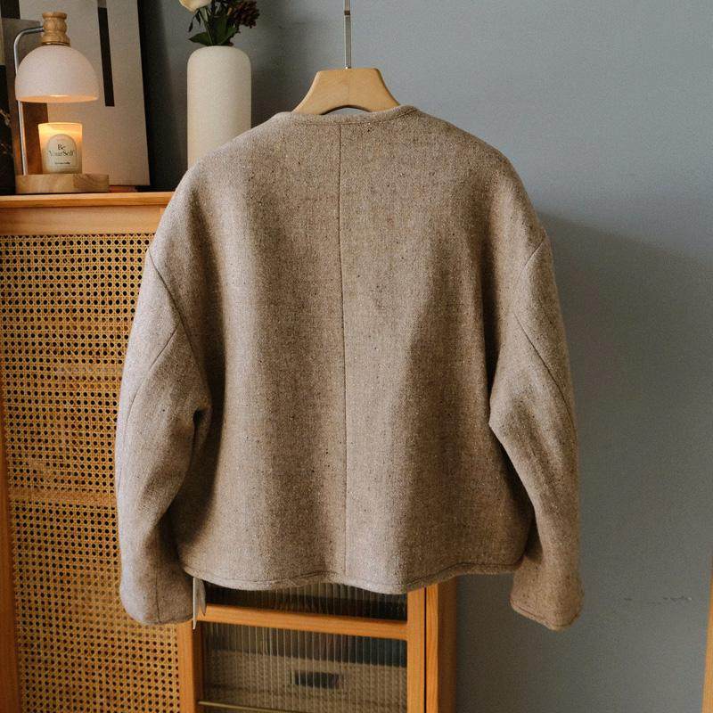 秒不退换 法式复古圆领毛呢外套 包布扣白鸭绒内胆保暖加厚外套女,淘宝优惠券,粉丝福利购,淘宝优惠卷