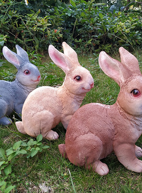 兔子摆件模型景观假山树脂工艺品