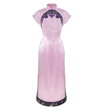 Оригинальное дизайнерское розовое шелковое ципао, китайский стиль, с вышивкой