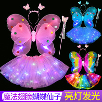 Gift Shining Little Girls Back Angel Butterfly Wings Back Adorned Childrens Magic Wand Girl Fairy Princess