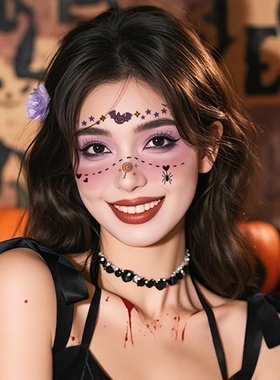 万圣节贴纸脸贴妆容贴纹身贴脸部装扮贴脸妆造化妆面部脸上装饰
