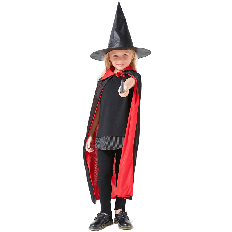 万圣节儿童服装披风魔法师演出服衣服表演魔术帽巫师帽魔术道具-图1
