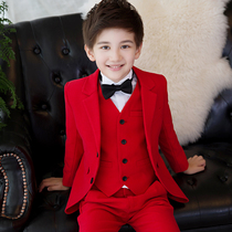 Childrens suit red boys small suit suit Playboy gown boys birthday Host the piano for the winter