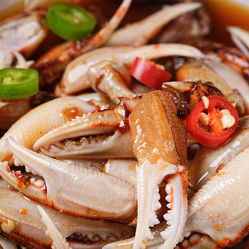 麻辣醉蟹钳捞汁小海鲜熟食即食罐装香辣蟹腿蟹脚生腌螃蟹青岛商用 - 图2