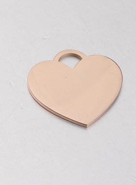 diy镜面情侣可刻字钛钢心形吊坠