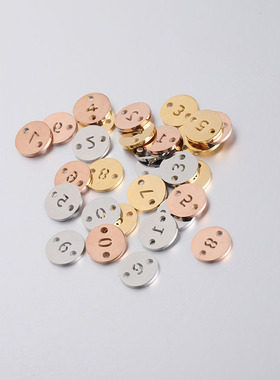 diy阿拉伯数字小圆片镜面吊坠