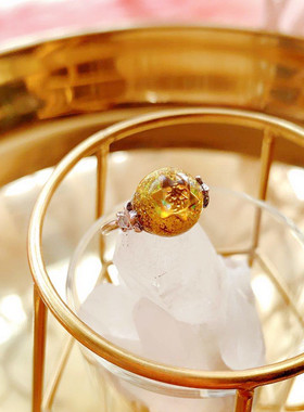 招财戒指心想事成黄水晶魅力女