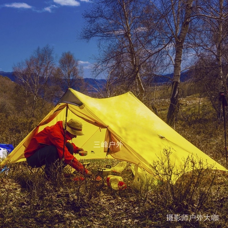 三峰帐篷户外蓝山2单人双人露营帐篷轻量收纳15D涂硅无杆防雨抗风-图0