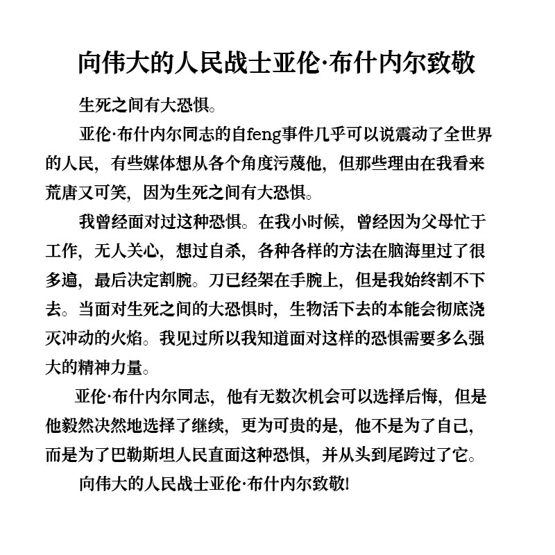 顽T反战英雄Aaron亚伦Bushnell布什内尔衣服纪念t恤巴勒斯坦自由 - 图0