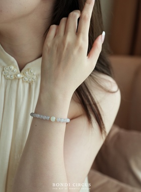 晨禧珠宝 天然和田玉手链女高冰晴水冰种烟紫手串轻奢小众送礼物