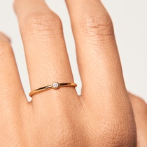 European special cabinet fashion ins Chains PPDPAOLA Jane about 100 lap single drill 925 pure silver plated 18K gold ring woman