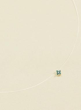 西班牙AGATHA瑷嘉莎隐形鱼线幸运四叶花项链精致闪钻人鱼泪锁骨链