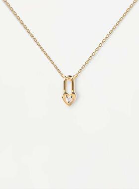 小锁头西班牙银镀金爱心形吊坠