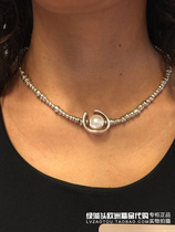 European ins net red small crowdsourced pure hand boarder UNO DE 50 Personality Fashion Padlock Round Pearl Pearl Necklace