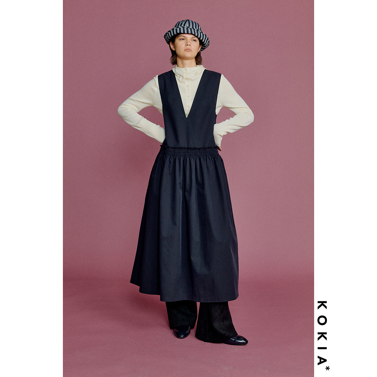 KOKIA 叠穿神器 体量感工装 V领长款连衣裙 - 图1