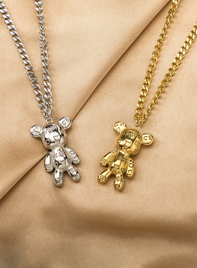 苏瑞暴力小熊中长钛钢卫衣项链