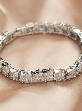 苏瑞瑞重工微镶方钻格子手链锆石镀金欧美小众时尚简约百搭手饰女