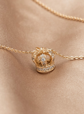 精致皇冠珍珠流苏抽拉锁骨项链