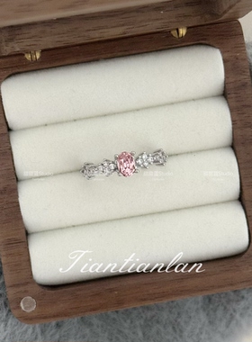 「云中月」微镶鸽子蛋戒指女个性指环求婚戒指小众复古叠戴开口戒