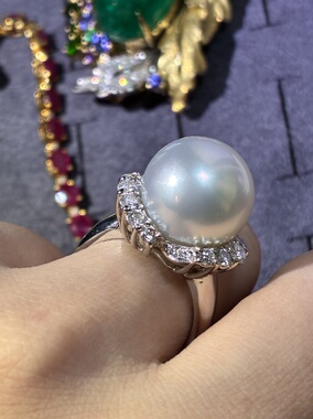 1万多亏本卖 真科研凤凰大钻戒14.3mm正圆无暇90分钻石Pt铂金12克