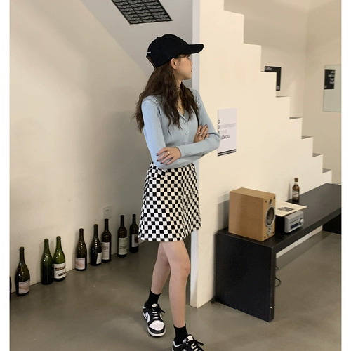 Lu xiaotuantuan Spring Soft и клейкий клейкий кожи полосы лацката для женщин универсальный корейский стройный свитер кардиган