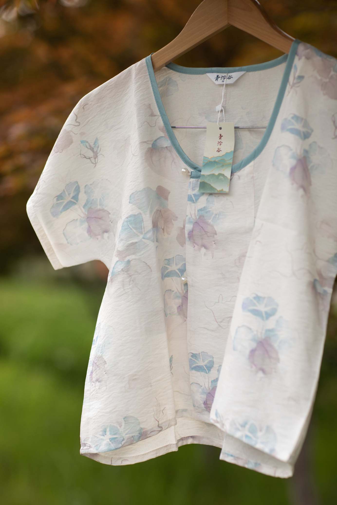 青泠谷日常汉服牵牛花唐背子 - 图0