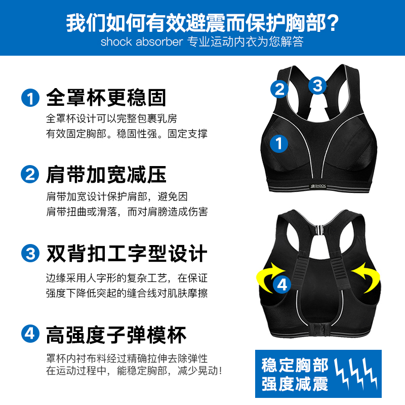 小码清仓Shock Absorber5044跑步运动内衣女高强度支撑减震文胸MC - 图2