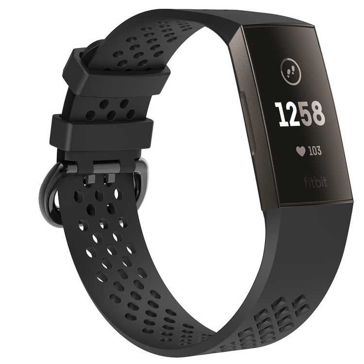 fitbit charge3 透气孔表带智能手环替换硅胶腕带charge4手表配件 - 图0