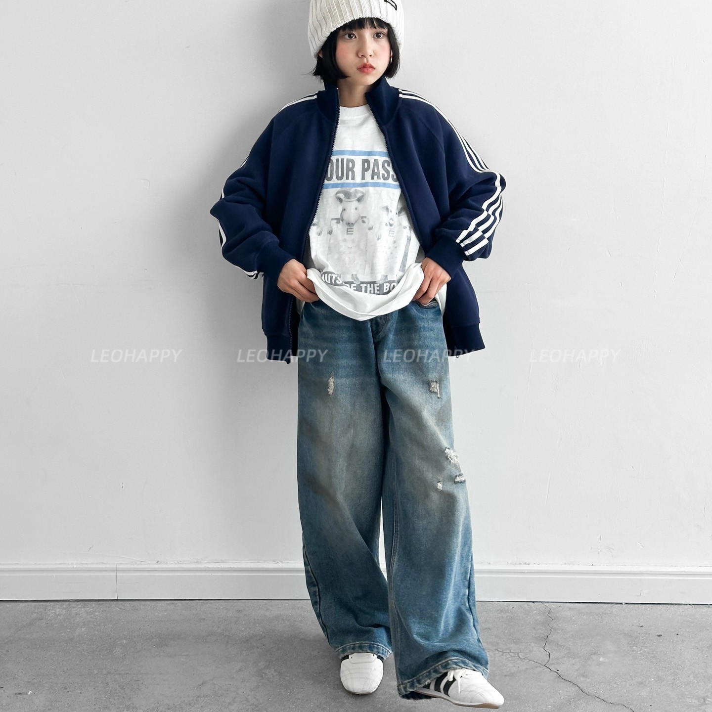 LEOHAPPY女童牛仔裤2025新款儿童裤子秋冬植绒亲子破洞直筒休闲裤,淘宝优惠券,粉丝福利购,淘宝优惠卷