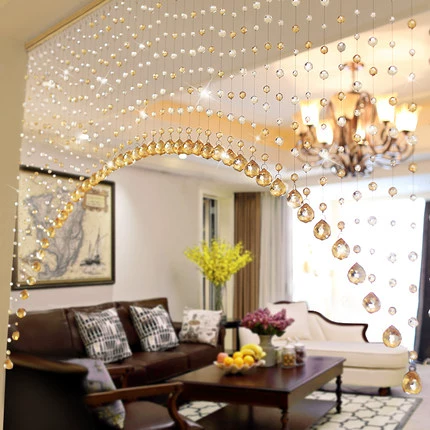 Прозрачная штора, стеклянные бусины ручной работы