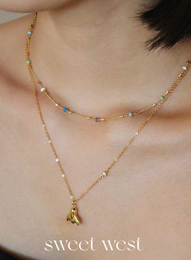 蓝色滴油满天星锁骨链人鱼项链