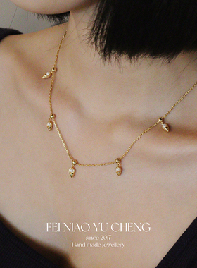 度假风海螺珍珠叠搭串珠锁骨链