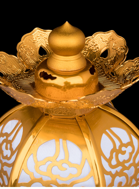 铝鎏金桌面复古佛堂灯笼供灯摆件