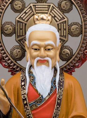 铜三清道祖彩绘桌面家居神像摆件