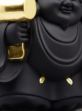 黑色大黑天财神树脂日式客厅佛像