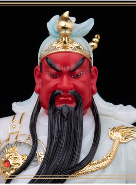 汉白玉关公神像关二爷摆件