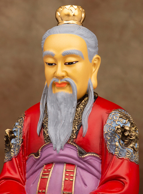 坐莲三清祖师黄铜彩绘太上老君道德元始灵宝天尊居家工艺铜像摆件