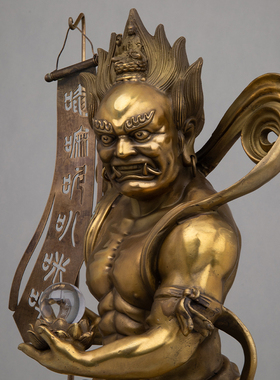 黄铜面然大士爷摆件铜像面燃大士家居摆件
