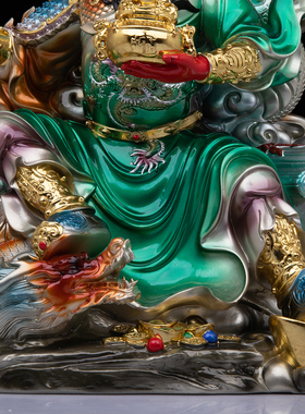 关公神像关二爷武财神关帝圣君聚宝盆招财关二爷树脂新品家居摆件