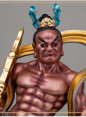 哼哈二将军左右护法寺院佛堂二力士门神佛像树脂金缕彩桌面人物摆