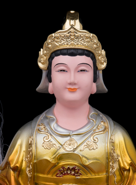 树脂地母娘娘后土坐山彩绘摆件