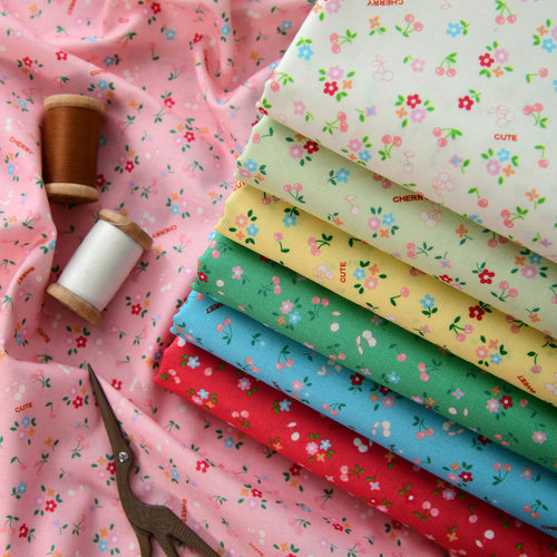 30支纯棉布料手工DIY全棉面料服装娃衣里布复古棉布碎花朱樱点绛 - 图2